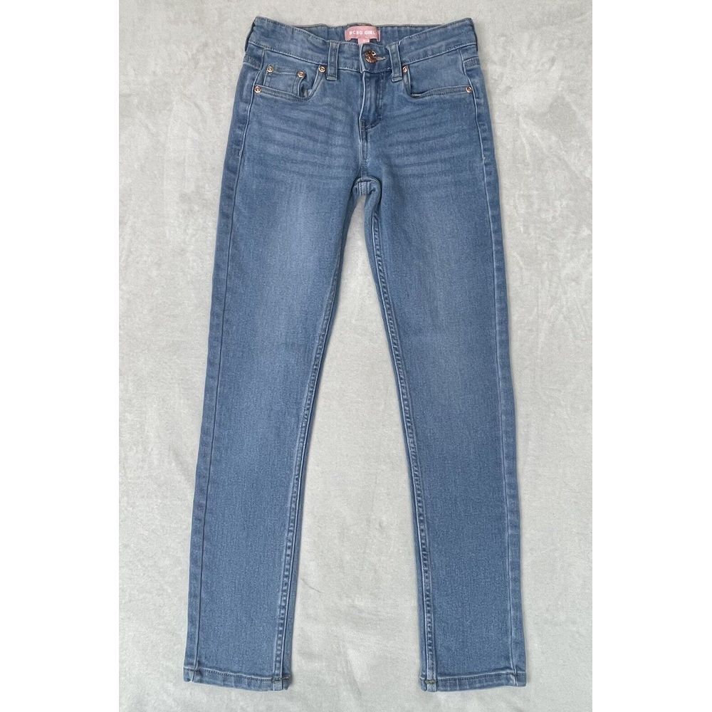 BCBG‎ Girls Jeans Size 10 Blue Denim Light Wash Straight Leg Measures 22x25